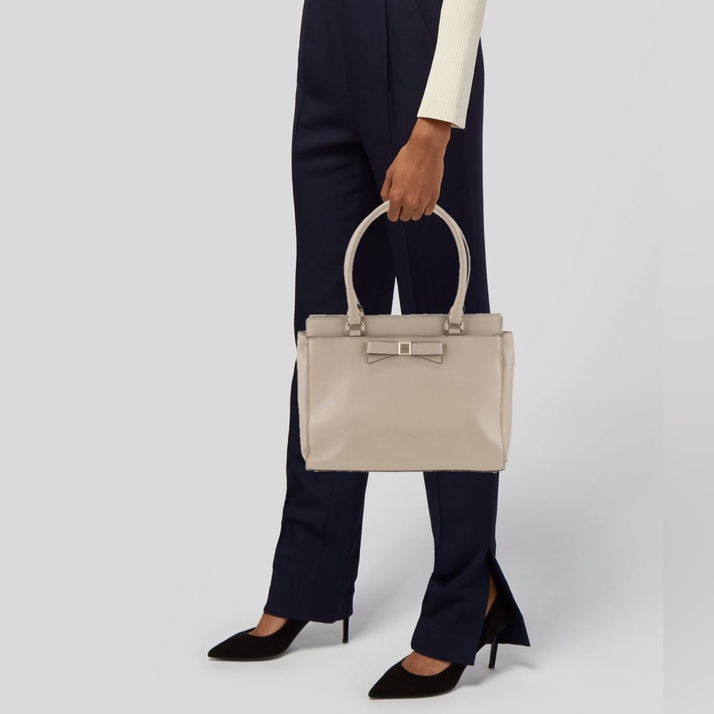 Kate Spade Beige Shoulder Bag with Bow Accent